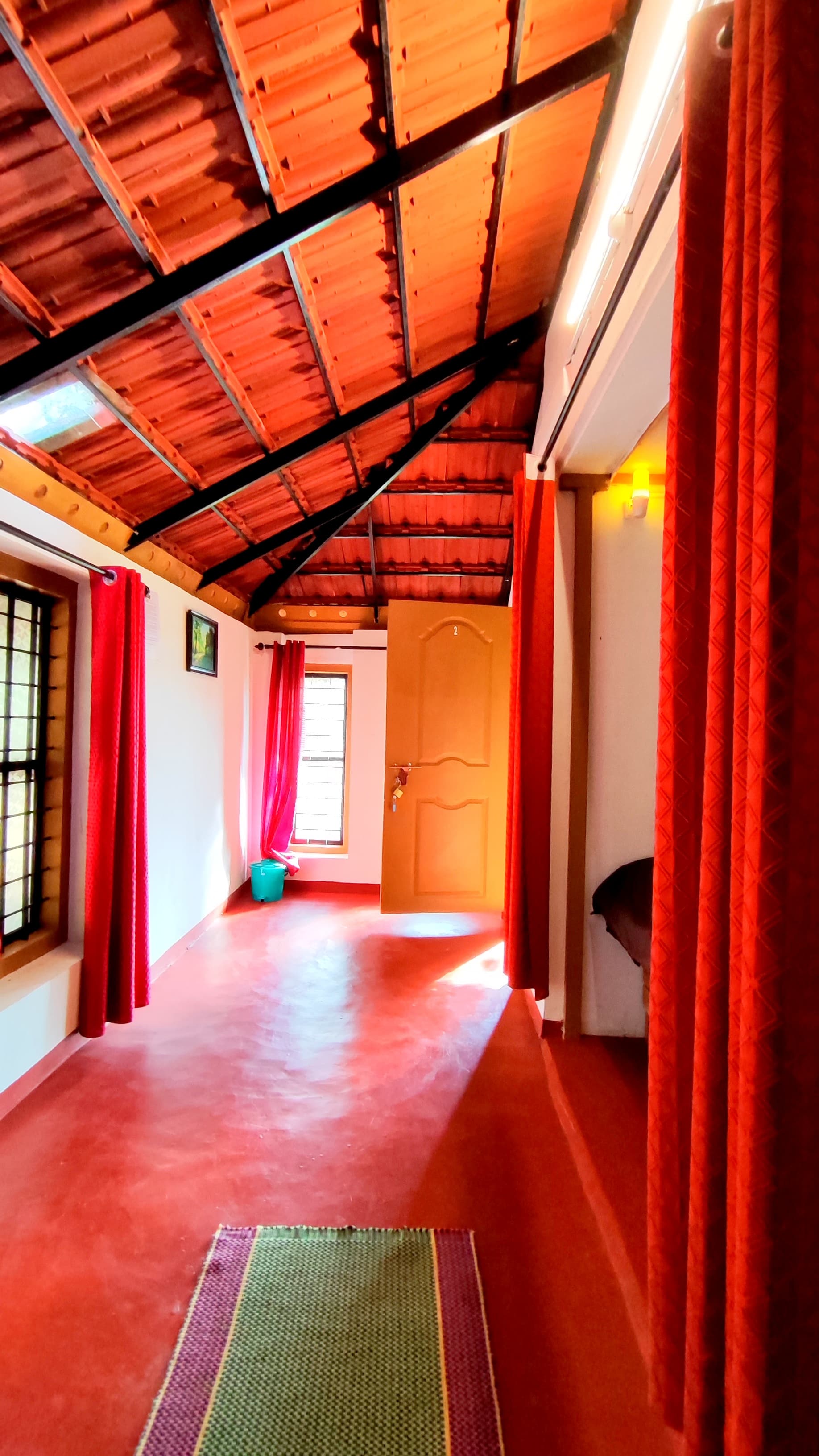 Interior of Traditional Room with Red Floor