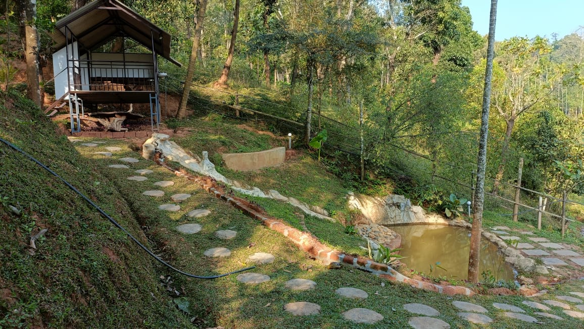 A-Frame Pathway and Small Water Body